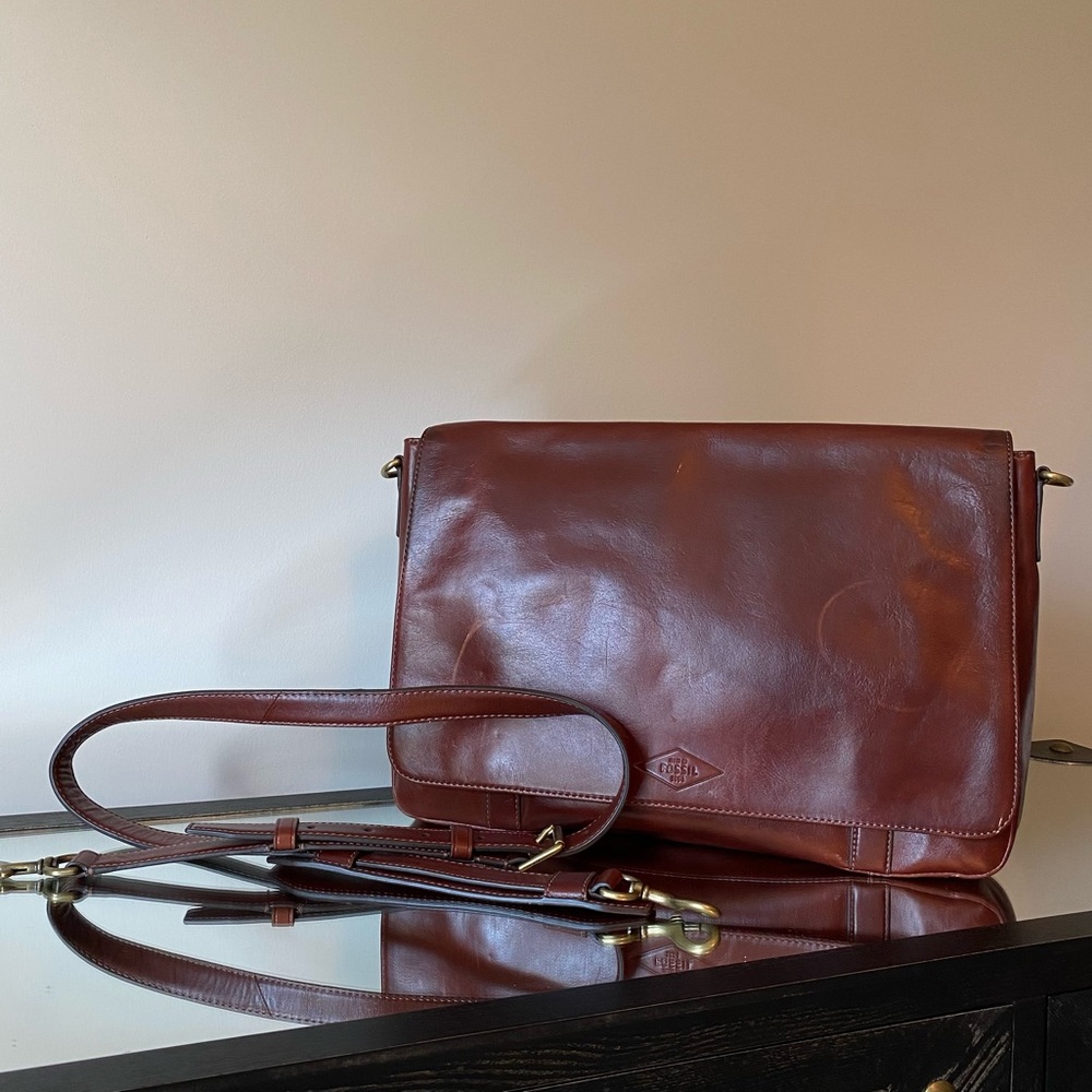 Fossil genuine leather briefcase